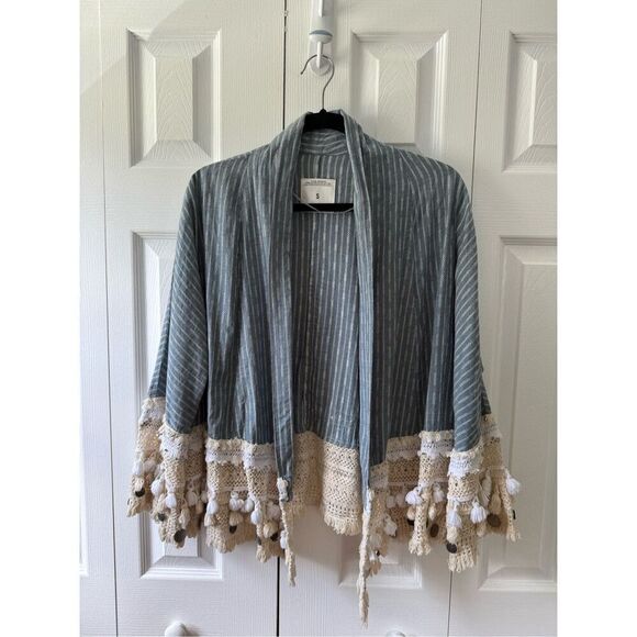 ZARA Boho Kimono Jacket - Small - Tassels, Pom Pom’s - Picture 1 of 7